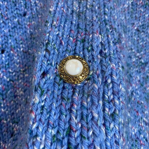 Boutique Dreamy Blue Pointelle Knit Cardigan with White Buttons Size Medium - Picture 6 of 7